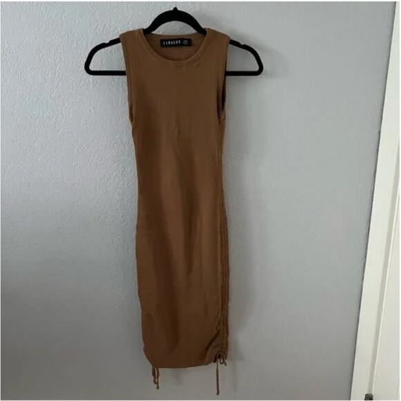 Lioness Military Minds Ruched Dress in Camel - Picture 2 of 5